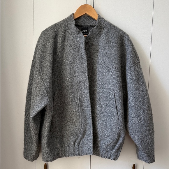 Zara Dark Grey Textured Jacket - Picture 1 of 6